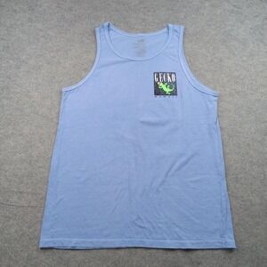 Gecko Hawaii Shirt Mens XL Blue Graphic Tank Top Cotton Hawaiian Sleeveless